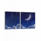 Olla 14661K2Y Gece Gökyüzü Görseli Kare 2 Parça Yatay 65x30 cm Kanvas Tablo