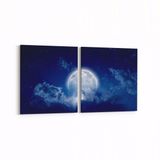 Olla 14663K2Y Gece Gökyüzü Görseli Kare 2 Parça Yatay 65x30 cm Kanvas Tablo