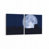 Olla 14669K2Y Gece Gökyüzü Görseli Kare 2 Parça Yatay 65x30 cm Kanvas Tablo
