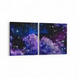 Olla 14681K2Y Gece Gökyüzü Görseli Kare 2 Parça Yatay 65x30 cm Kanvas Tablo
