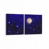 Olla 14686K2Y Gece Gökyüzü Görseli Kare 2 Parça Yatay 65x30 cm Kanvas Tablo
