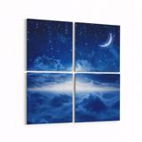 Olla 14687K4 Gece Gökyüzü Görseli Kare 4 Parça 65x65 cm Kanvas Tablo