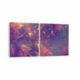 Olla 14694K2Y Gece Gökyüzü Görseli Kare 2 Parça Yatay 65x30 cm Kanvas Tablo