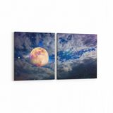 Olla 14695K2Y Gece Gökyüzü Görseli Kare 2 Parça Yatay 65x30 cm Kanvas Tablo