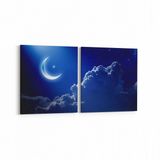 Olla 14701K2Y Gece Gökyüzü Görseli Kare 2 Parça Yatay 65x30 cm Kanvas Tablo