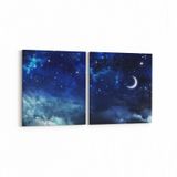Olla 14702K2Y Gece Gökyüzü Görseli Kare 2 Parça Yatay 65x30 cm Kanvas Tablo