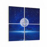 Olla 14703K4 Gece Gökyüzü Görseli Kare 4 Parça 65x65 cm Kanvas Tablo