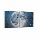 Olla 14716K2Y Gece Gökyüzü Görseli Kare 2 Parça Yatay 65x30 cm Kanvas Tablo