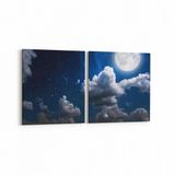 Olla 14726K2Y Gece Gökyüzü Görseli Kare 2 Parça Yatay 65x30 cm Kanvas Tablo