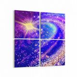 Olla 14731K4 Gece Gökyüzü Görseli Kare 4 Parça 65x65 cm Kanvas Tablo