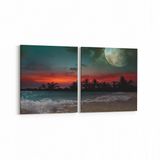 Olla 14740K2Y Gece Gökyüzü Görseli Kare 2 Parça Yatay 65x30 cm Kanvas Tablo