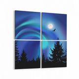 Olla 14745K4 Gece Gökyüzü Görseli Kare 4 Parça 65x65 cm Kanvas Tablo