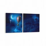 Olla 14758K2Y Gece Gökyüzü Görseli Kare 2 Parça Yatay 65x30 cm Kanvas Tablo