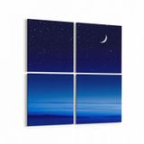 Olla 14768K4 Gece Gökyüzü Görseli Kare 4 Parça 65x65 cm Kanvas Tablo