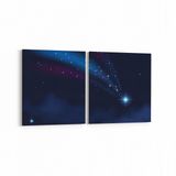 Olla 14777K2Y Gece Gökyüzü Görseli Kare 2 Parça Yatay 65x30 cm Kanvas Tablo