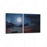 Olla 14781K2Y Gece Gökyüzü Görseli Kare 2 Parça Yatay 65x30 cm Kanvas Tablo