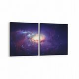 Olla 14782K2Y Gece Gökyüzü Görseli Kare 2 Parça Yatay 65x30 cm Kanvas Tablo