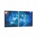 Olla 14786K2Y Gece Gökyüzü Görseli Kare 2 Parça Yatay 65x30 cm Kanvas Tablo