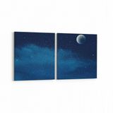Olla 14791K2Y Gece Gökyüzü Görseli Kare 2 Parça Yatay 65x30 cm Kanvas Tablo