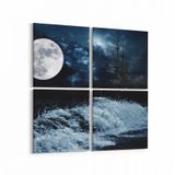 Olla 14805K4 Gece Gökyüzü Görseli Kare 4 Parça 65x65 cm Kanvas Tablo