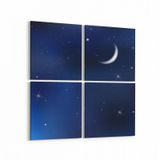 Olla 14820K4 Gece Gökyüzü Görseli Kare 4 Parça 65x65 cm Kanvas Tablo