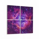 Olla 14857K4 Gece Gökyüzü Görseli Kare 4 Parça 65x65 cm Kanvas Tablo