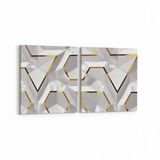Olla 14889K2Y Geometrik Desen Görseli Kare 2 Parça Yatay 65x30 cm Kanvas Tablo