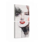 Olla 16302K2D Kuaför Berber Görseli Kare 2 Parça Dikey 30x65 cm Kanvas Tablo