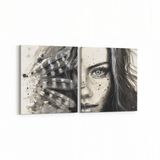 Olla 16319K2Y Kuaför Berber Görseli Kare 2 Parça Yatay 65x30 cm Kanvas Tablo
