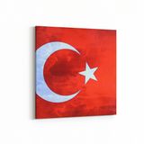 Olla 17526K Türk Bayrağı Görseli Kare Kanvas Tablo, Ölçü 90X90