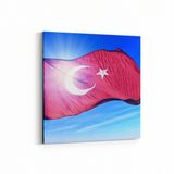 Olla 17536K Türk Bayrağı Görseli Kare Kanvas Tablo, Ölçü 140X140