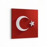 Olla 17539K Türk Bayrağı Görseli Kare Kanvas Tablo, Ölçü 140X140