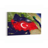 Olla 17573Y Türk Bayrağı Görseli Yatay Kanvas Tablo, Ölçü 90X60