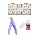 OLLA KOZMETİK Protez Tırnak 500'lü Kemik Tips -tips Makası Ve Yapıştırıcı M2BON - 3'lü Set OLLA