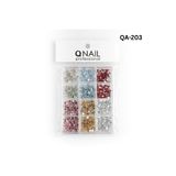 OLLA KOZMETİK Renkli Tırnak Taşı Seti 12'Li Nail Art Süsleme Parlak Kristal Boncuk Seti QA-203