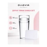 OLLAVIA Şeffaf Silikon Tırnak Stamper – Kolay French Yapma Aparatı, Protez Tırnak Baskı Mühürü ve Kazıyıcı Seti