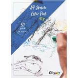 Olly Art Eskiz Defteri A-4 Dokulu Kağıt Kara Kalem Çalışma Defteri 50 Yaprak 90 gr 21X29,7 cm 1 Paket - A4 - Krem - Standart