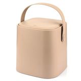 Olomo 4L Mini Tezgah Üstü Çöp Kovası – Deri Tutma Saplı, Kompakt ve Şık Tasarım, Mutfak & Banyo için, Geri Dönüşüm Dostu (Latte, 4 Litre)