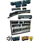 Olomo Classic Büyük Tren Seti – 33 Parça Dev Demiryolu Oyun Seti, Sesli ve Işıklı Nostaljik Lokomotif, Çocuklar ve Koleksiyonerler İçin Pilli Hobi Oyuncak Tren Takımı