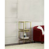 Olope Metal Camlı Kitaplık, 2 Raflı, Gold