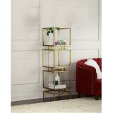 Olope Metal Camlı Kitaplık, 3 Raflı, Gold