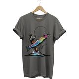 Olta ile Balıkçılık Fishing Balık Avcılığı Alabalık Turna Avcılığı Regular Fit %100 Pamuk Tişört - Antrasit - XL