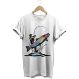 Olta ile Balıkçılık Fishing Balık Avcılığı Alabalık Turna Avcılığı Regular Fit %100 Pamuk Tişört - Beyaz - XL