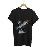Olta ile Balıkçılık Fishing Balık Avcılığı Alabalık Turna Avcılığı Regular Fit %100 Pamuk Tişört - Siyah - 3XL