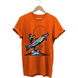 Olta ile Balıkçılık Fishing Balık Avcılığı Alabalık Turna Avcılığı Regular Fit %100 Pamuk Tişört - Turuncu - XL