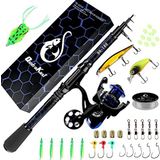 Olta ve Makara Kombinasyonları, X-Çözgü Tablalı Benzersiz Tasarım, Karbon Fiber Teleskopik Olta Makaralı Combo Kit ile Mücadele Kutusu ile, Balıkçılık Acemi ve Fener için En İyi Hediye (180 Bule)
