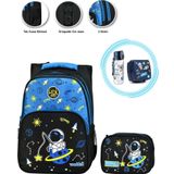 Oltalı Astronot Okul Çantası + Astronot Beslenme Kabı + Astronot Suluk - Uzay Çanta İlkokul Çantası