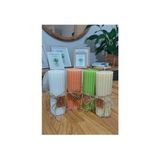 Oluklu Silindir Mum 1 Adet Esanslı 13 x 4 cm , Mum, Ev Dekor, Hediyelik - Turuncu