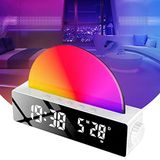 Oluşturma Ortam Gece Lambası Analog Dijital Saat, Gündoğumu Çalar Saat Uyandırma Işığı, Yatak Odası RGB Ortam Atmosfer Masa Lambası, Noel, Çocuk Günü, Şükran Günü Tatil Hediyeleri için Uygun