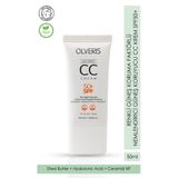 OLVERIS Renkli Yüksek Koruma Faktörlü Nemlendirici Güneş Koruyucu CC Krem SPF50+ (Shea Butter&HA&Ceramide)